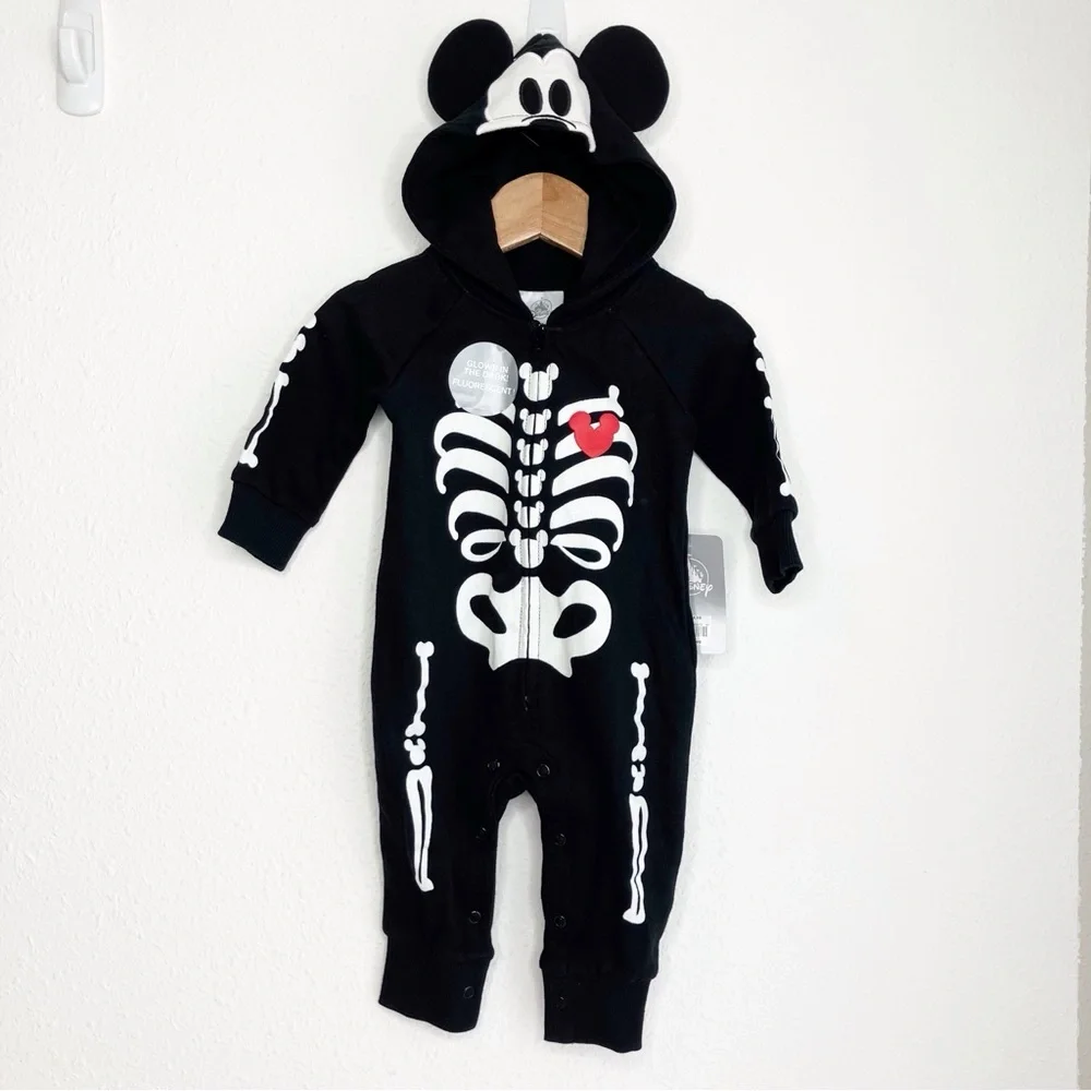 NWT Disney Store Mickey Mouse costume baby one piece glow in the dark 3-6 months